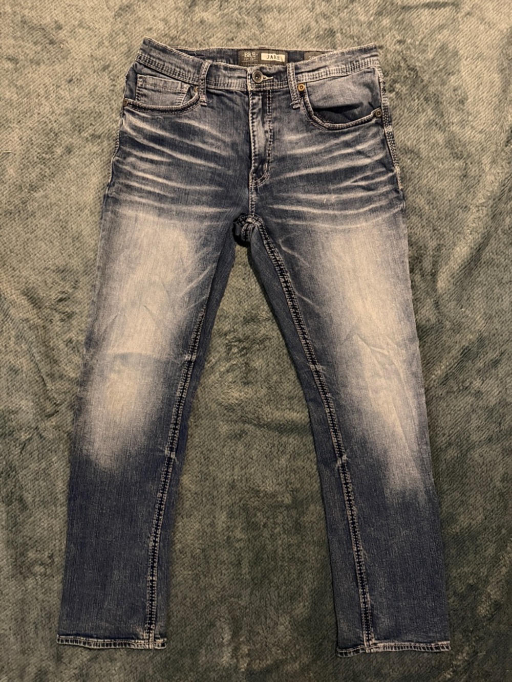 BKE Men's Blue Light Washed Straight Leg Jeans 30s